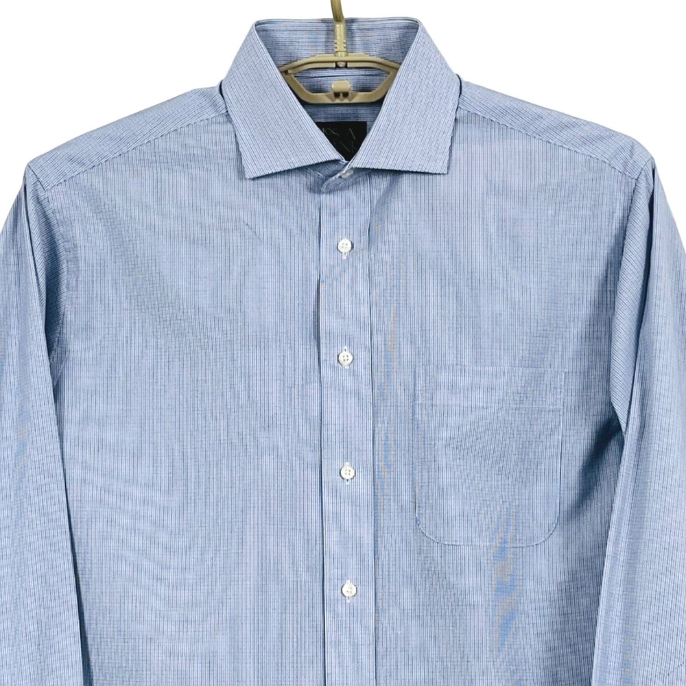 Jos A Bank Executive Collection Dress Shirt 16-34 Blue Micro Check French Cuffs - Picture 6 of 8
